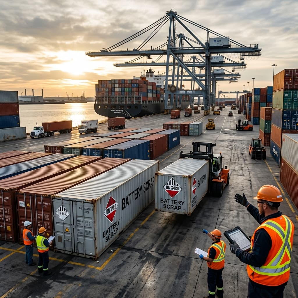 Battery scrap shipping containers